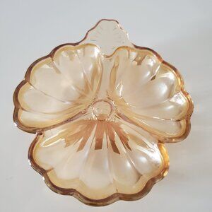 Vintage Amber Depression Glass Clover Dish